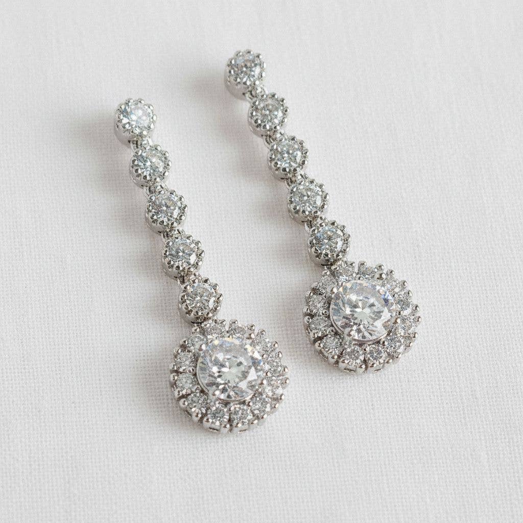Regal Geometric Drop Earrings with Dazzling Accents