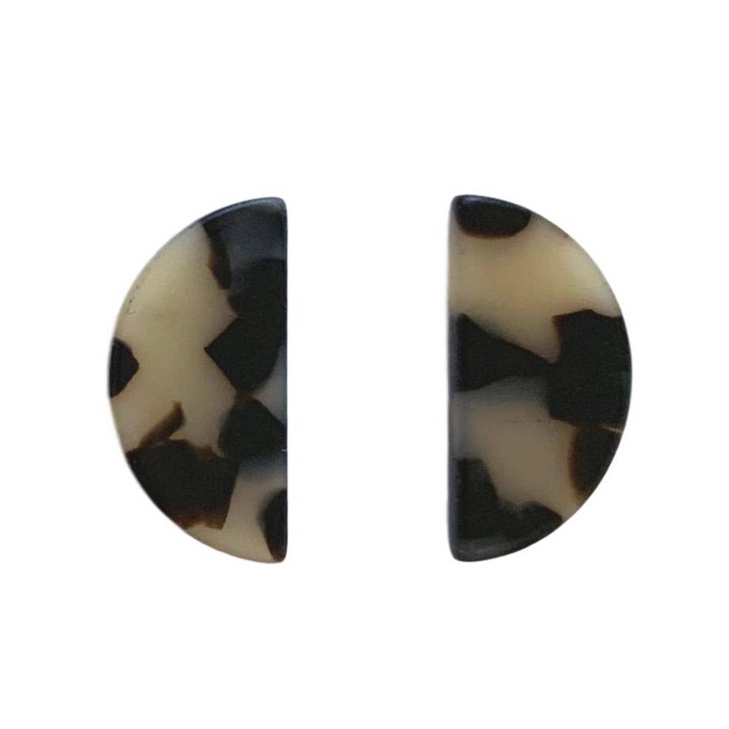 Blonde Tortoise Halfmoon Minimalist Stud Earrings