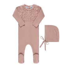 Load image into Gallery viewer, Baby Smocked Ribbed Knit Romper & Bonnet