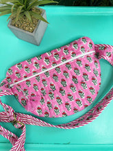 Load image into Gallery viewer, Quilted Belt Bag Crossbody Sling Fanny Pack - Pink Floral
