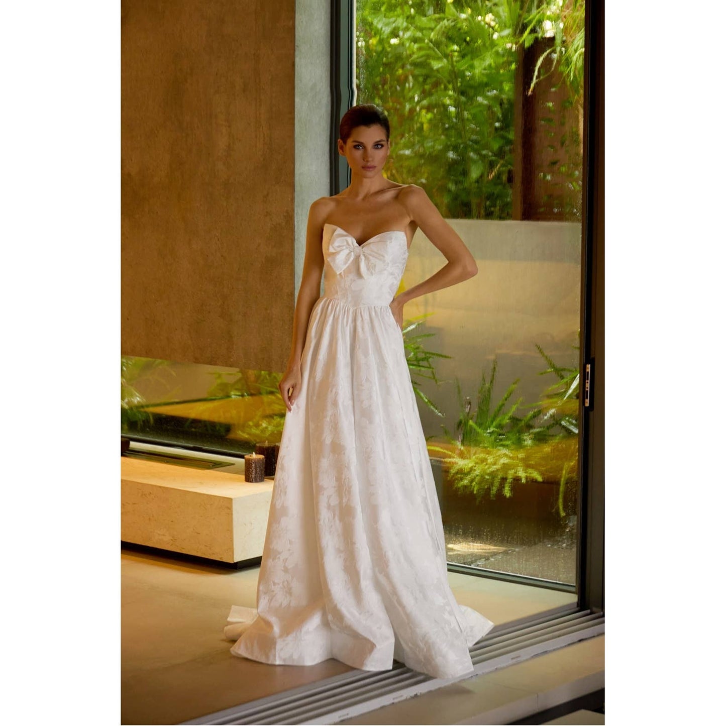 Strapless Full Skirt Gown with Bow Bodice