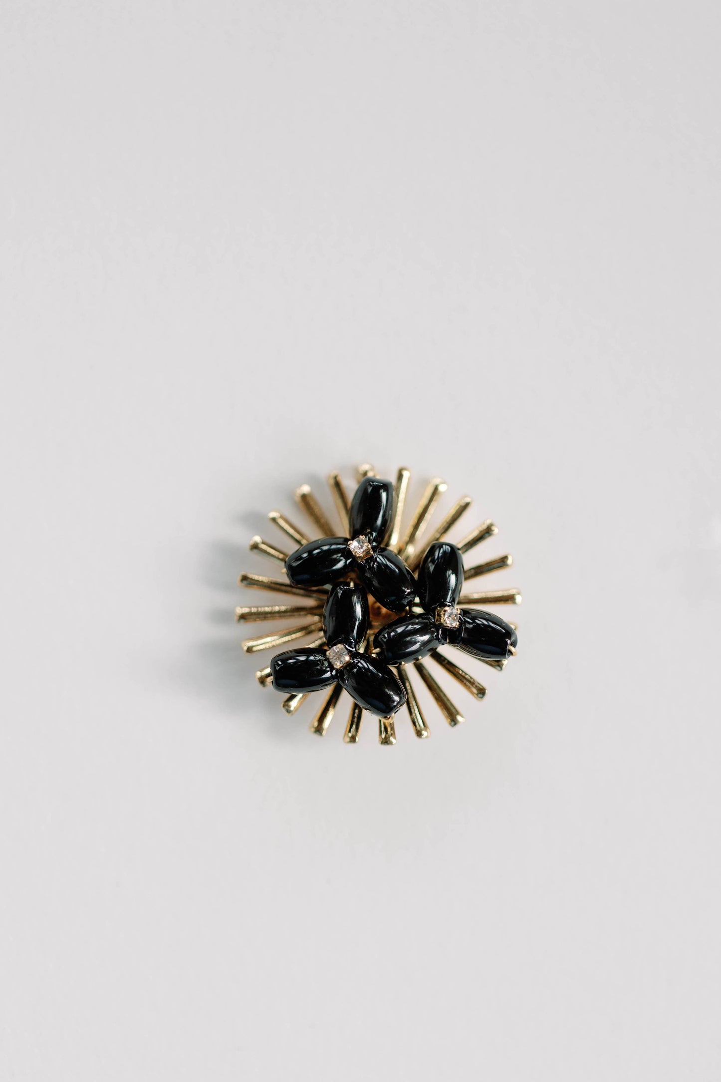 Black Sunburst Statement Stud Earrings