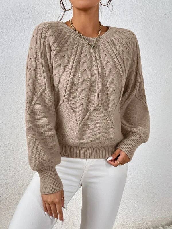Cable knit Balloon Sleeves sweater jumper