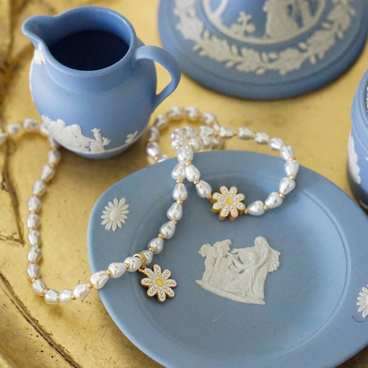 Madeleine Pearl & Daisy Children's Bracelet in White