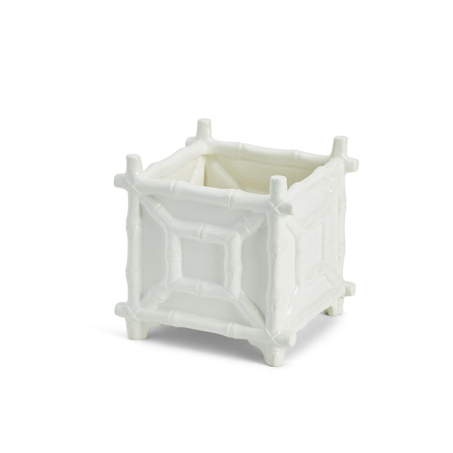 Hampton Faux Bamboo Fretwork Cachepot - Ceramic