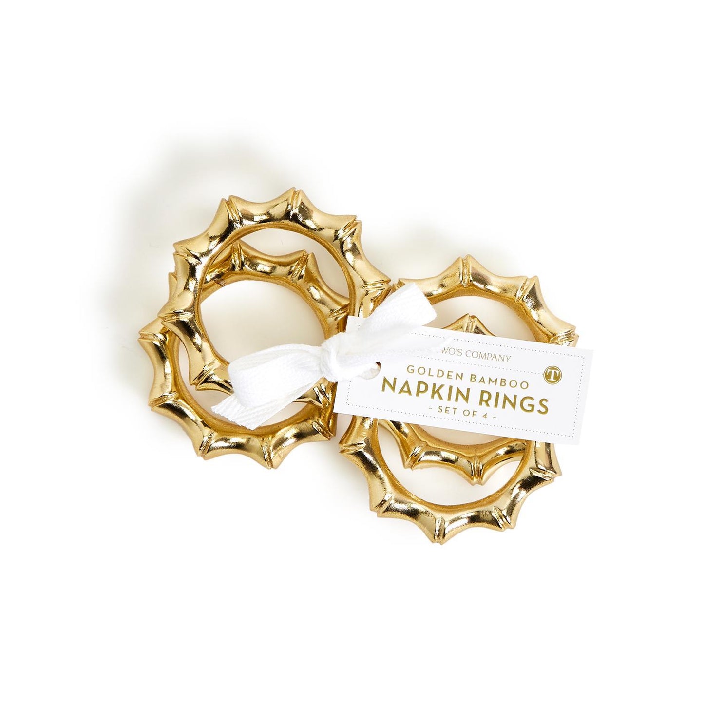 S/4 Golden Bamboo Napkin Rings