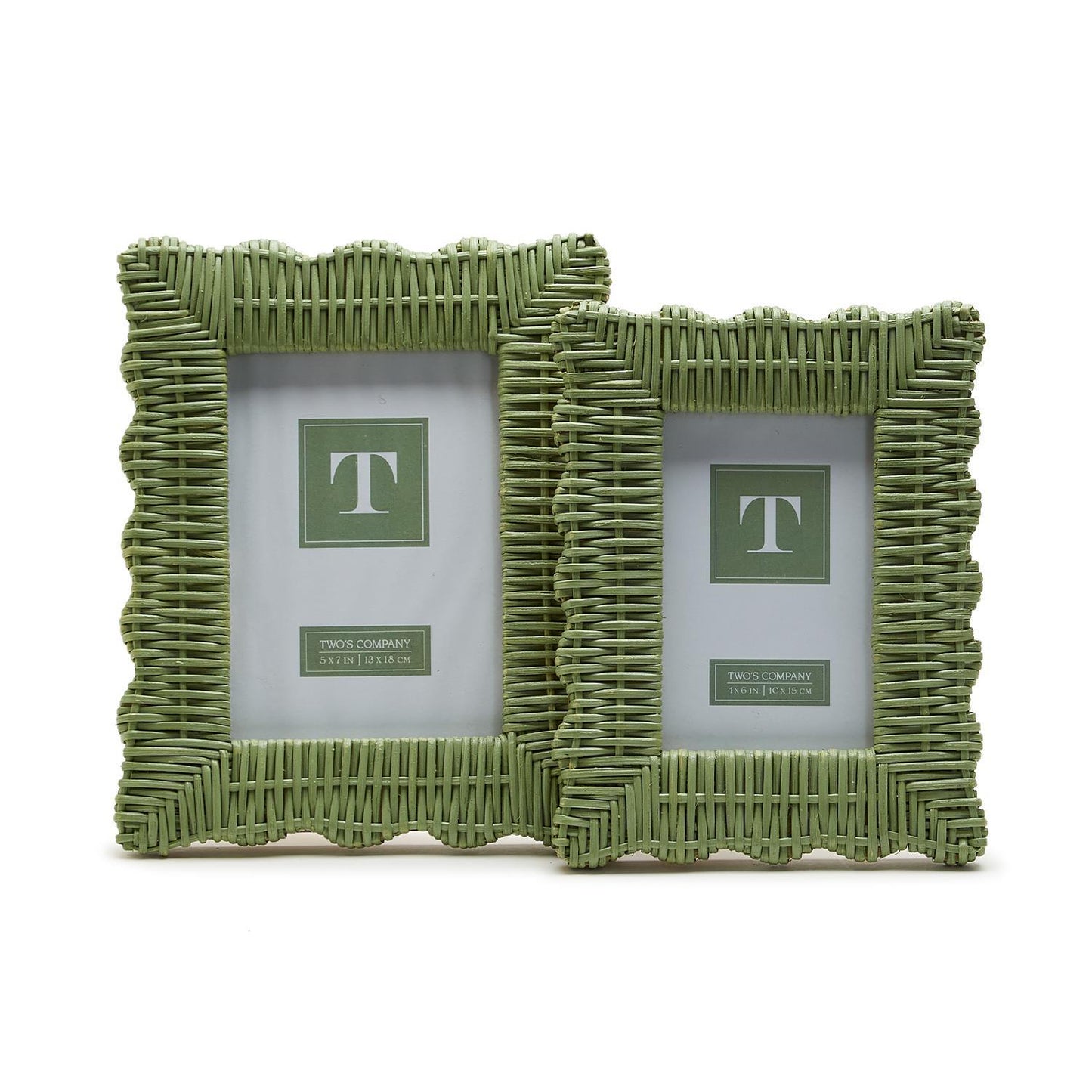 Green Wicker Weave Scalloped Frame- 2 Sizes