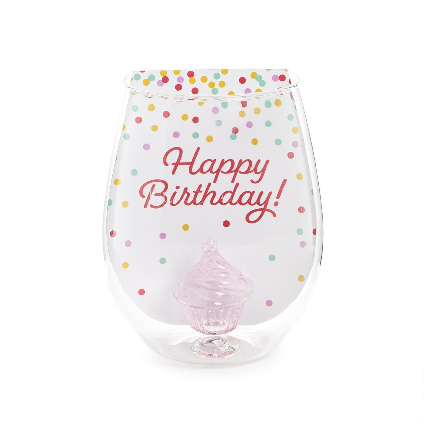 Celebration Cake Stemless Wine Glass