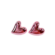 Load image into Gallery viewer, Chunky Heart Valentine Earrings: Metallic Light Pink