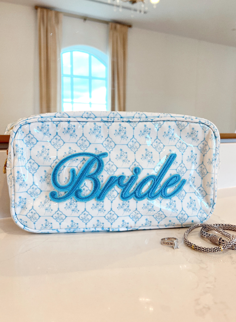 Pink + Blue Toile - Bride Large Bag: Blue Toile