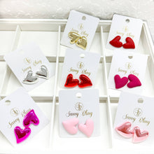Load image into Gallery viewer, Chunky Heart Valentine Earrings: Metallic Red