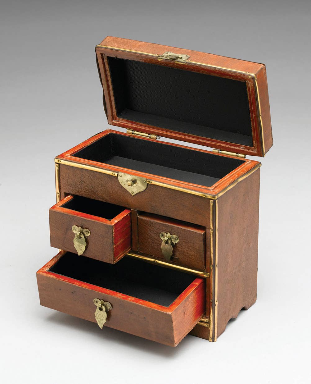 Leather Wrapped Jewelry Box w/ Lift Top