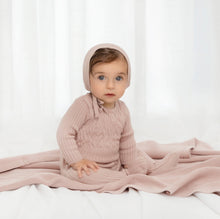 Load image into Gallery viewer, Baby Smocked Ribbed Knit Romper & Bonnet