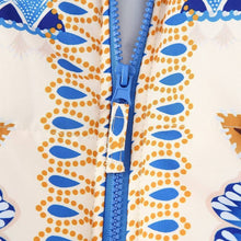 Load image into Gallery viewer, BLUE FLOWER PRINT ZIP-UP QUILTED JACKET