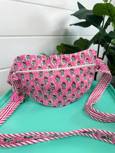 Load image into Gallery viewer, Quilted Belt Bag Crossbody Sling Fanny Pack - Pink Floral