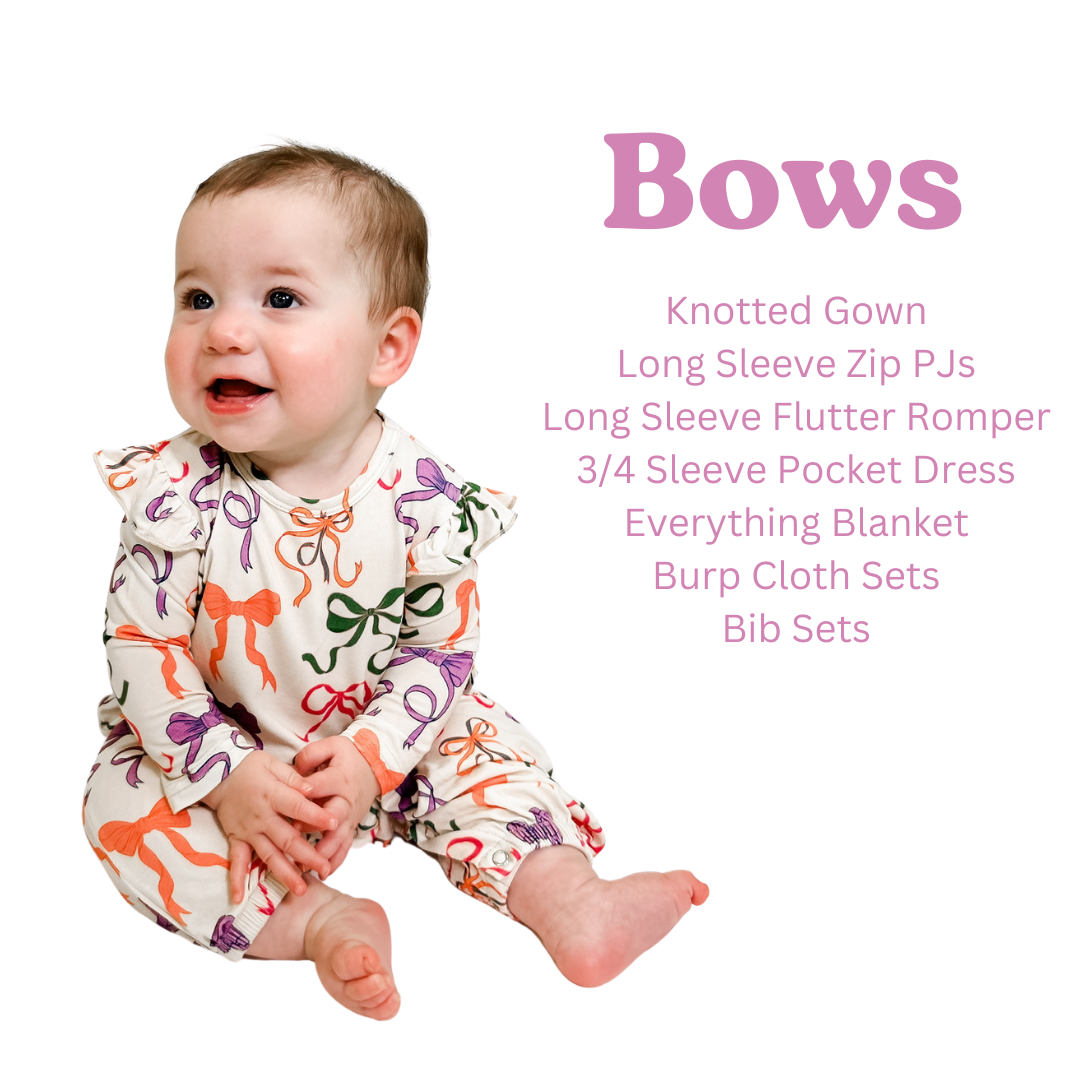Bows Long Sleeve Flutter Romper