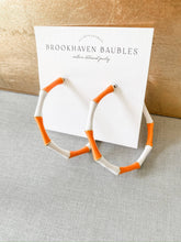 Load image into Gallery viewer, Enamel Bamboo Hoop Game Day Statement Earrings
