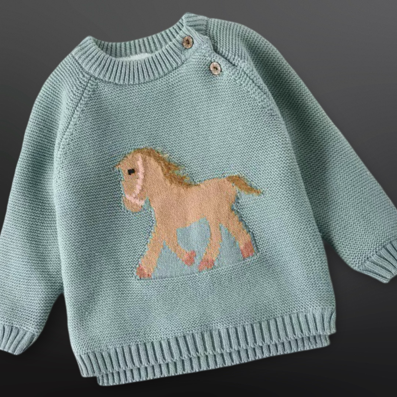 Equestrian Western Horse Knit Baby Sweater