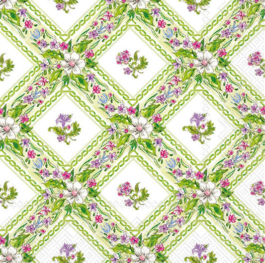Paper Lunch Napkin 20 Ct Purple And Green Topiaries