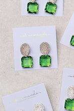 Load image into Gallery viewer, Retro Pave Crystal and Peridot Gum Drop Earrings
