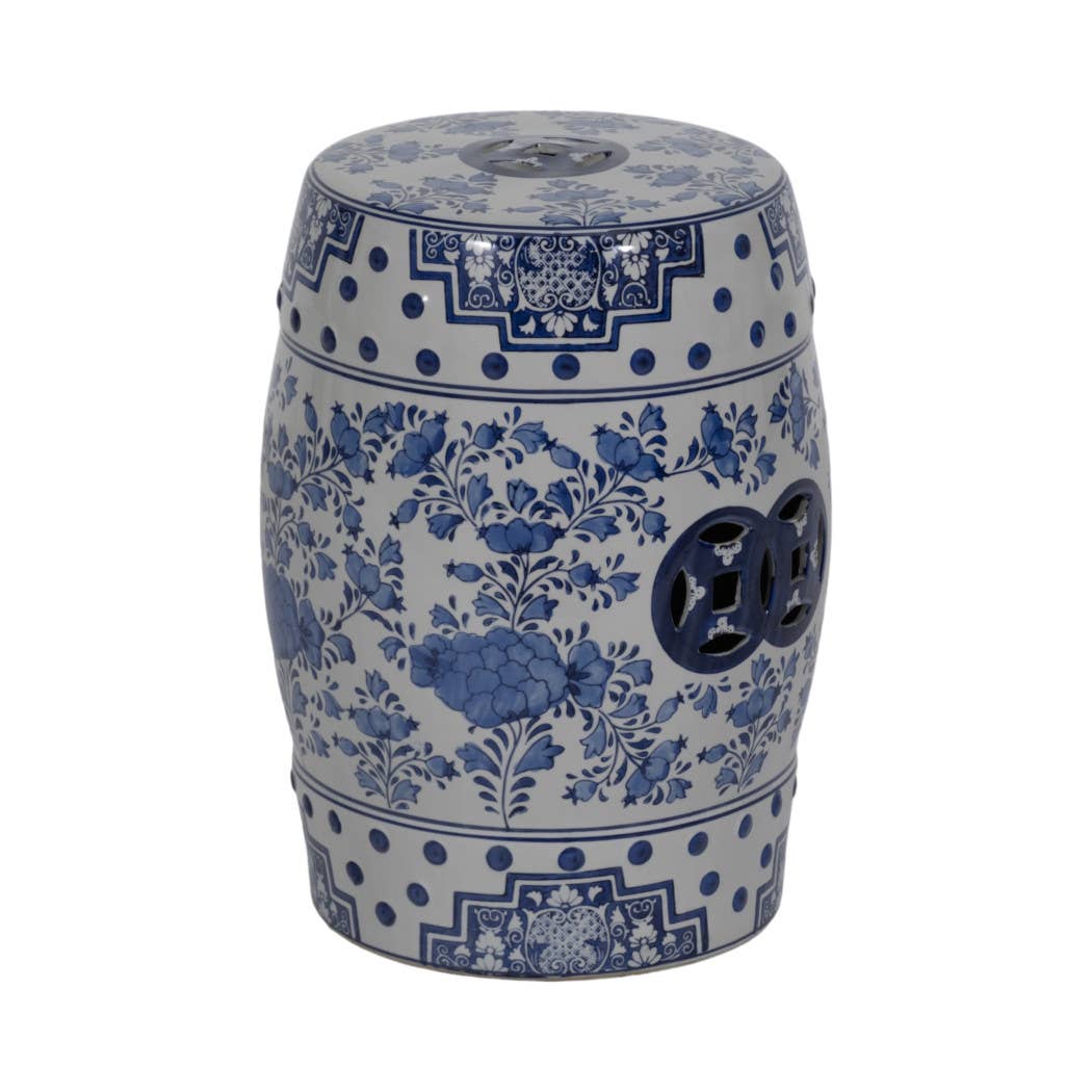 Ceramic Chinoiserie Floral Garden Stool