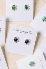 Load image into Gallery viewer, Blue Lapis and Pearl Oval Stud Earrings
