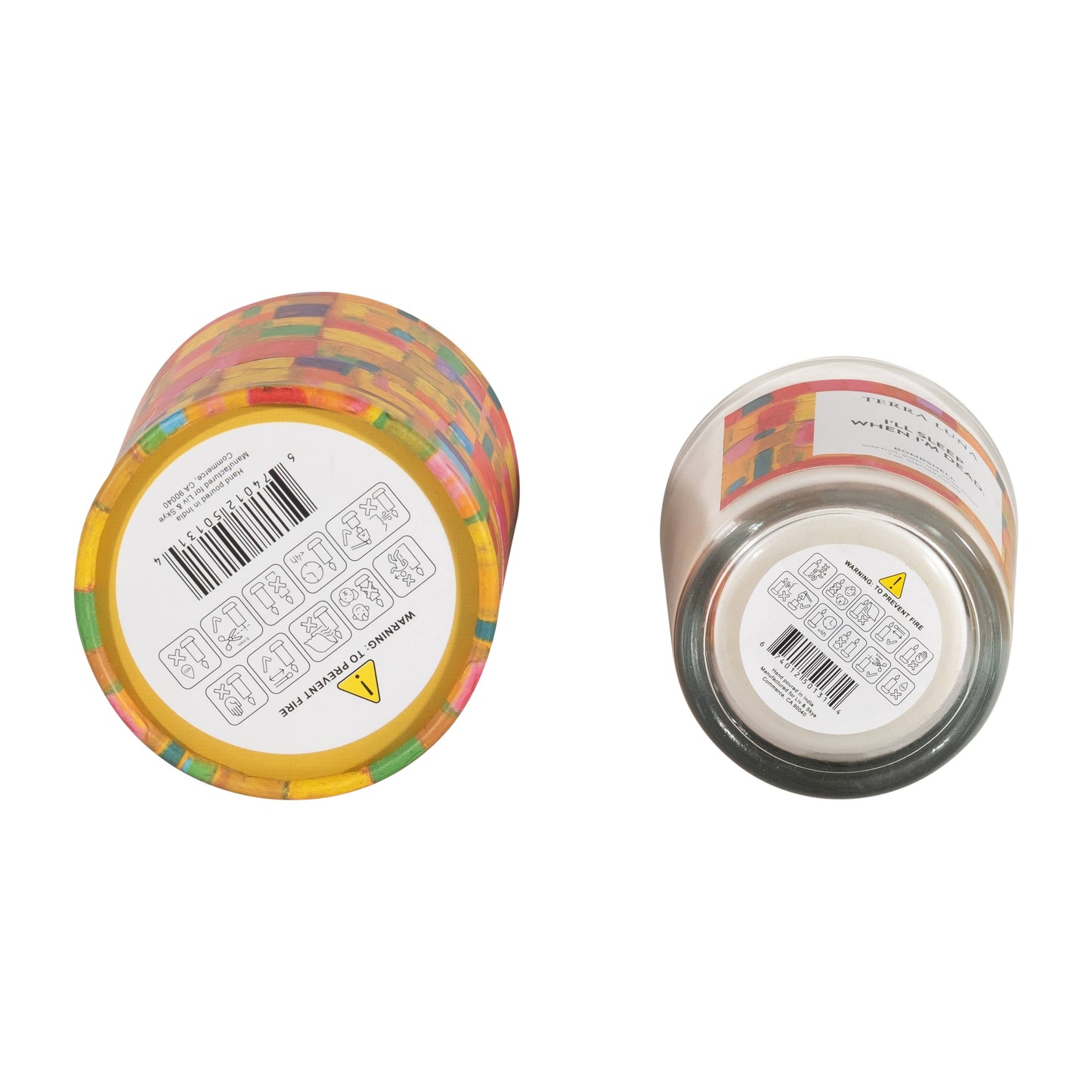 Boxed Candle - Yellow/Orange Glass "Sleep When Dead", 7 Oz