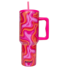 Load image into Gallery viewer, Hot Pink Retro Swirl Valentine&#39;s Day Stainless Steel Tumbler: Hot Pink

