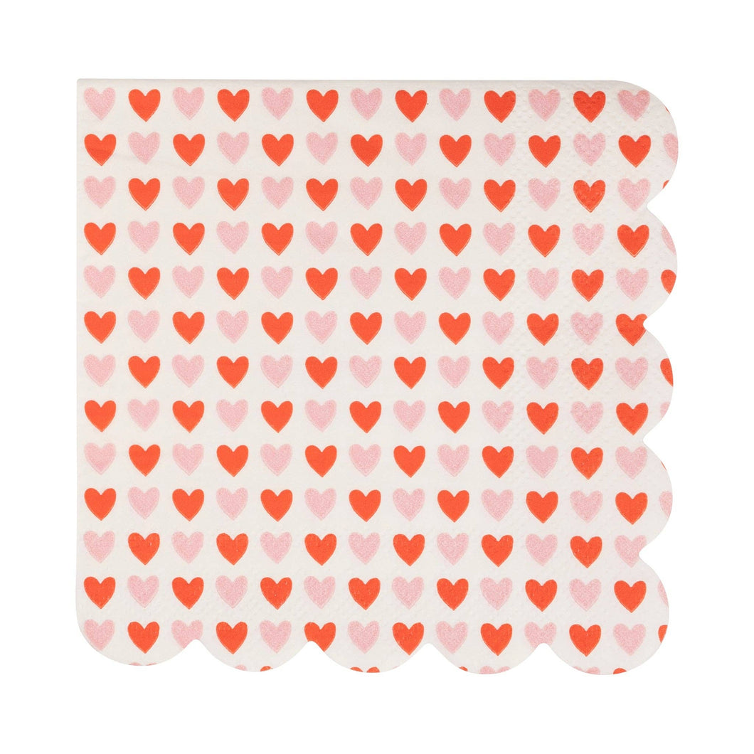 Hearts Scalloped Cocktail Napkin