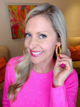 Load image into Gallery viewer, Pink Studded Hoops
