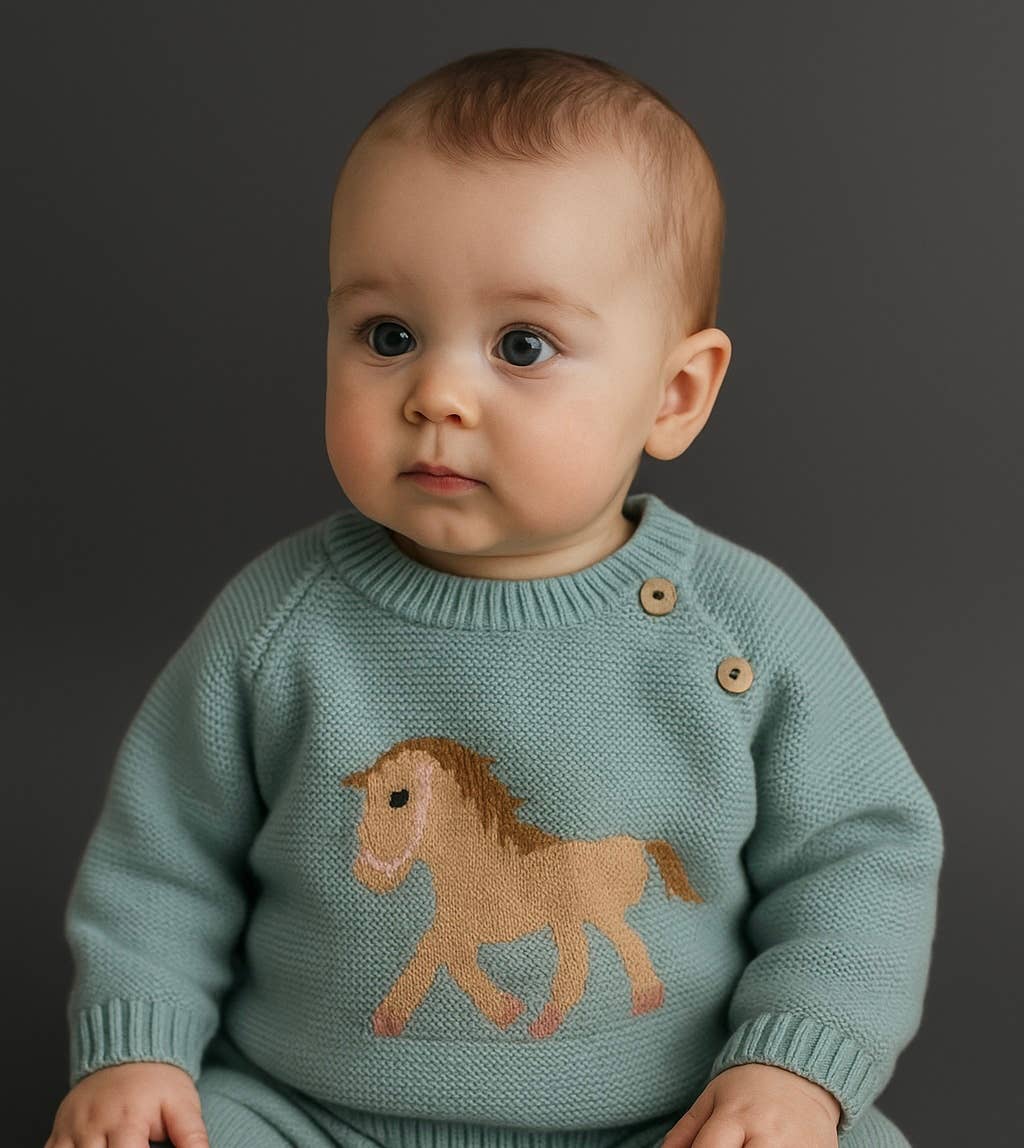 Equestrian Western Horse Knit Baby Sweater