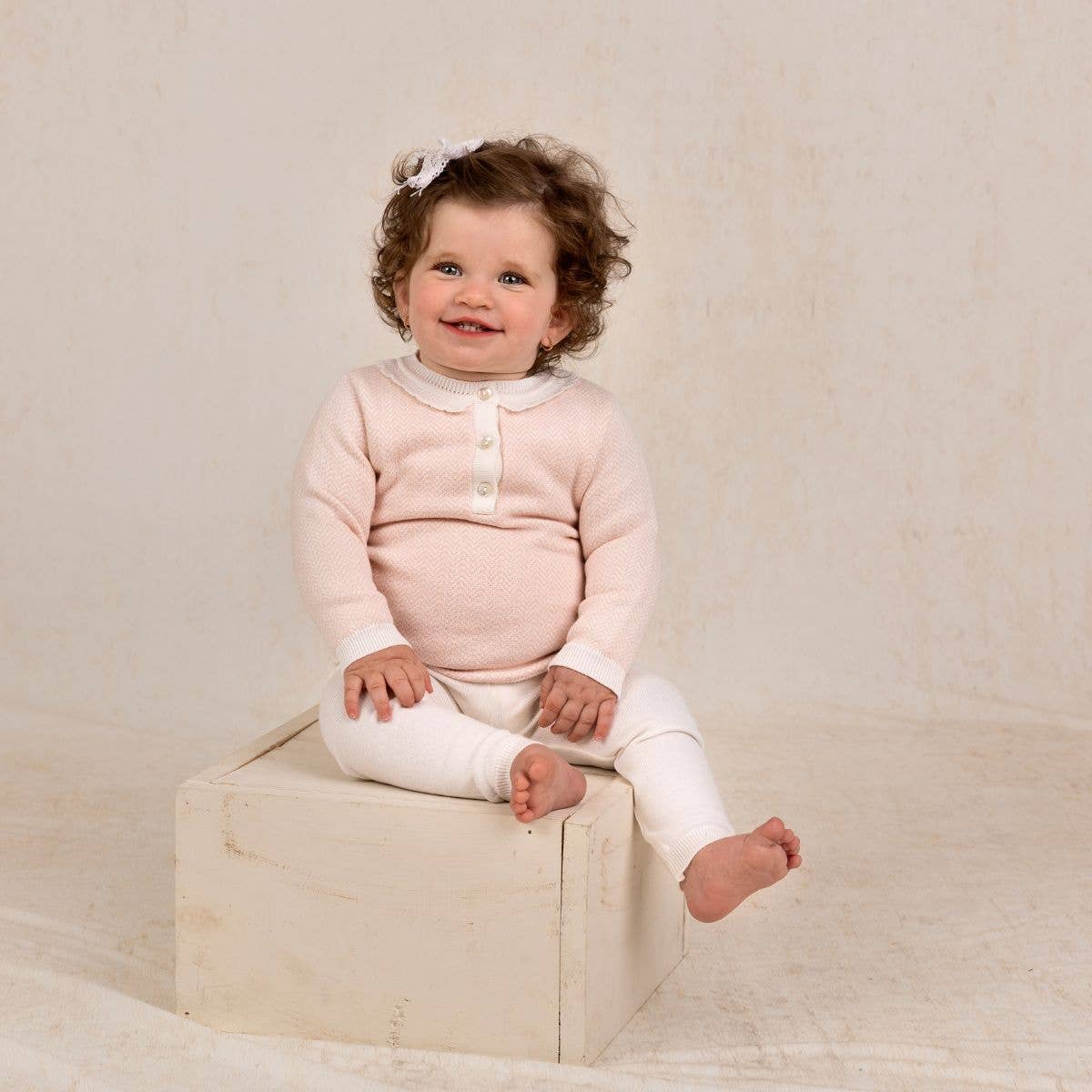 Girls Blush Chevron Knit Set