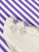 Load image into Gallery viewer, Spider Cobweb Dangle Earrings: Purple
