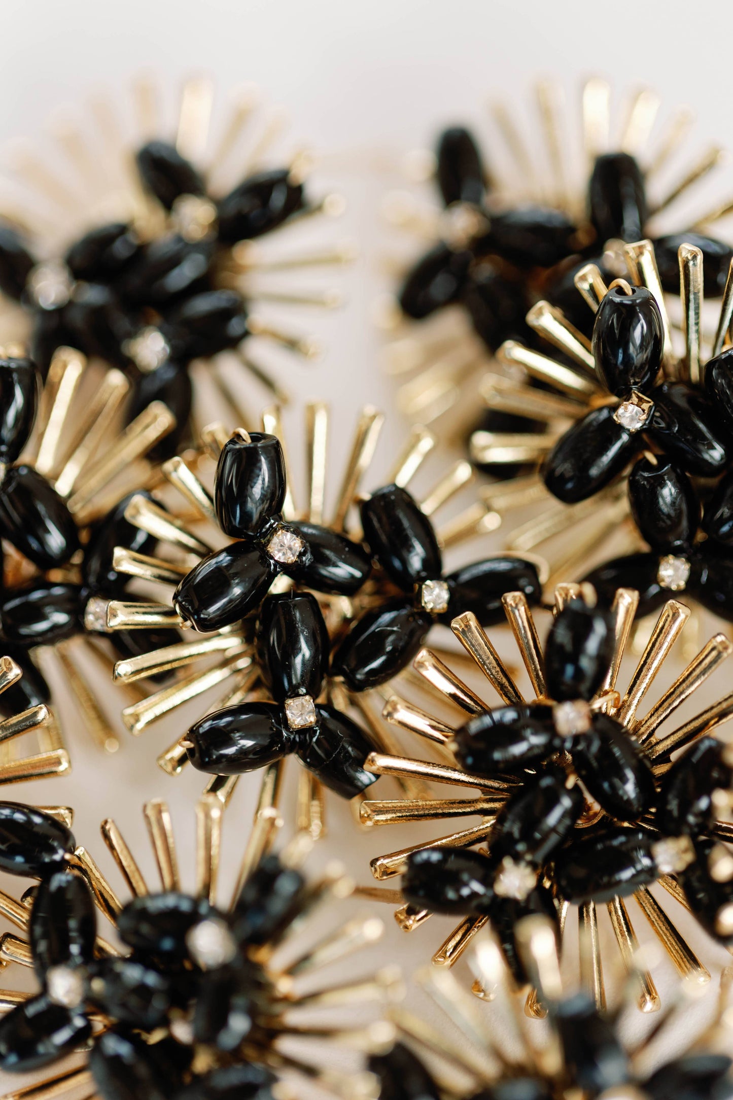 Black Sunburst Statement Stud Earrings