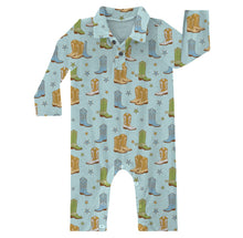 Load image into Gallery viewer, Cowboy Boots &amp; Stars LS Polo Romper
