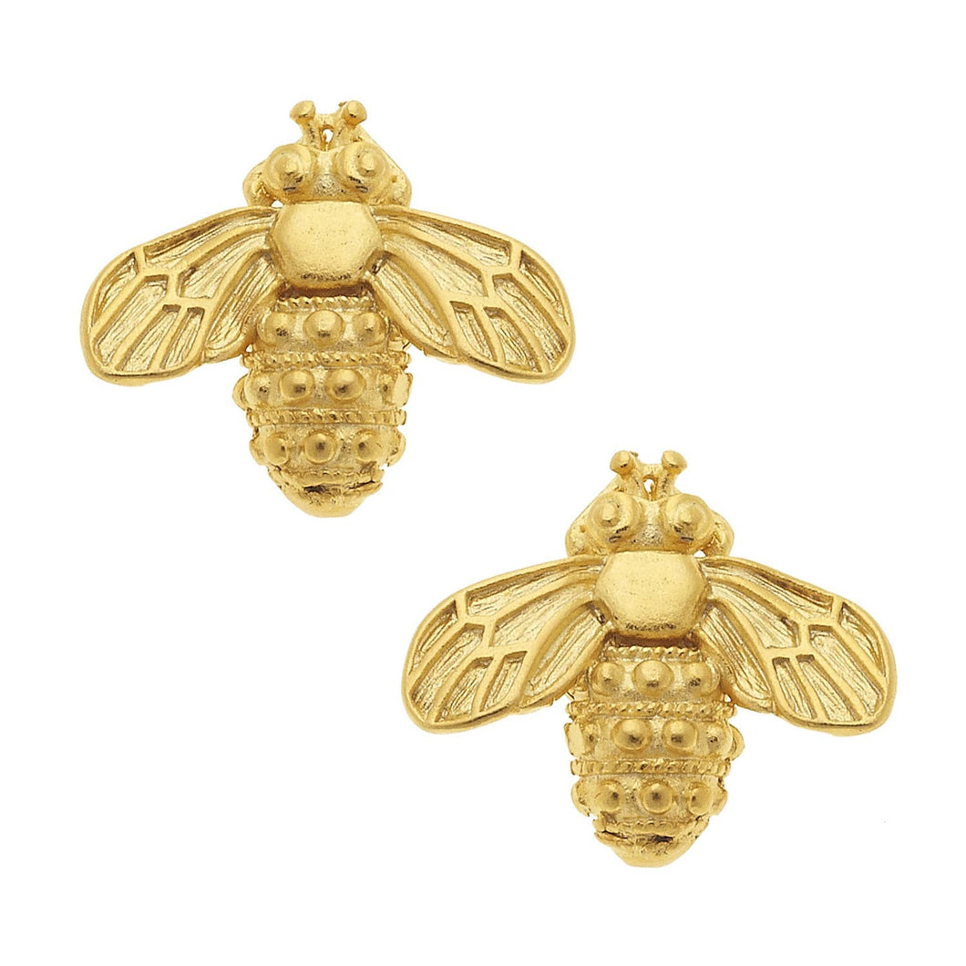 Gold Bee Stud Earrings