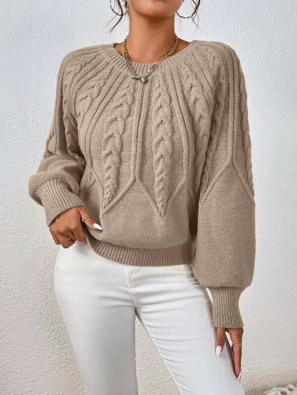 Cable knit Balloon Sleeves sweater jumper