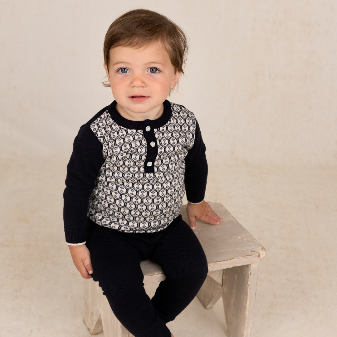 Boys Diamond Jacquard Knit Set