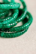 Load image into Gallery viewer, Skinny Green Beaded Candy Statement Hoop Earrings
