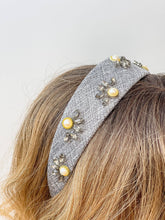 Load image into Gallery viewer, Pearl Flower Headband: Dark Gray
