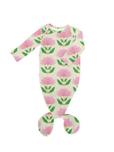 Load image into Gallery viewer, Pink Block Flower Knotted Gown : 0-3 MONTHS
