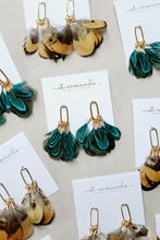 Load image into Gallery viewer, Peacock Feather Statement Tassel Earrings
