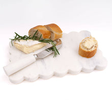 Load image into Gallery viewer, Marble Scalloped Cheese Board &amp; Knife Set
