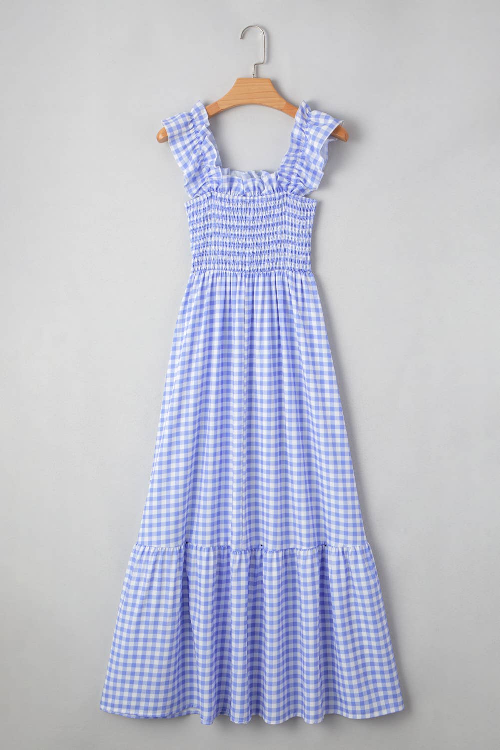Plaid Square Neck Fit-and-flared Vacation Sundress