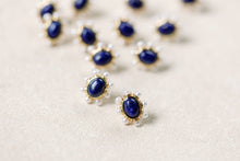 Load image into Gallery viewer, Blue Lapis and Pearl Oval Stud Earrings
