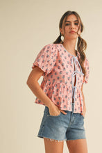 Load image into Gallery viewer, Cutie Floral Tie Front Top
