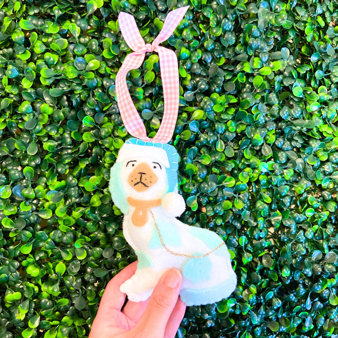 Staffordshire Dog Chinoiserie Ornament | Aqua