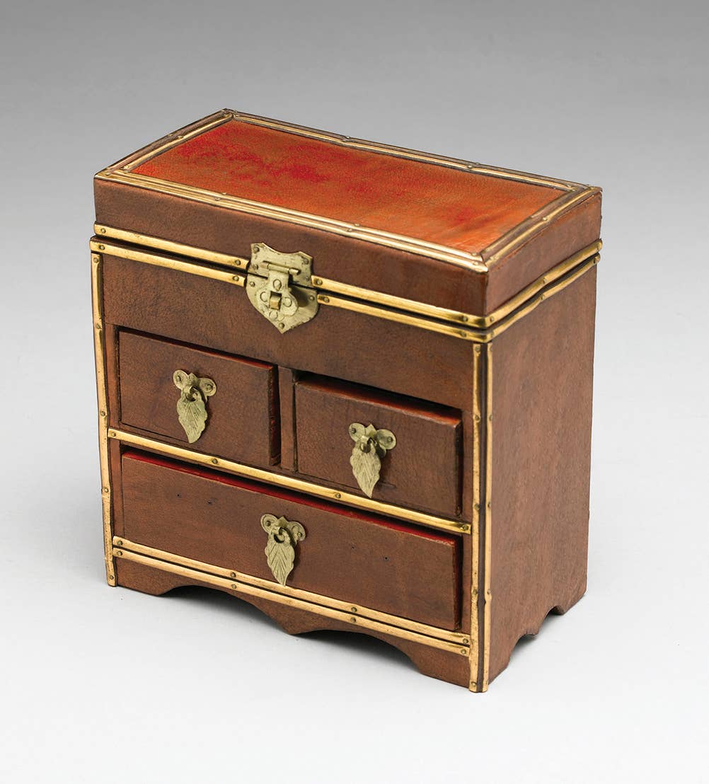 Leather Wrapped Jewelry Box w/ Lift Top