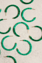 Load image into Gallery viewer, Skinny Green Beaded Candy Statement Hoop Earrings
