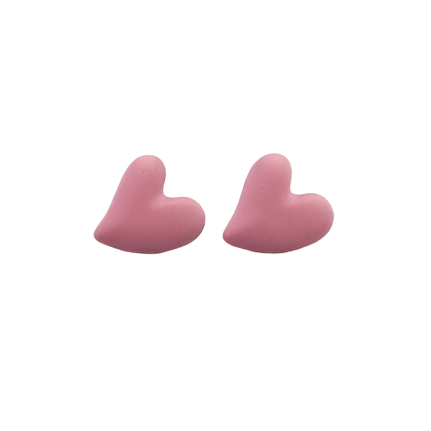 Chunky Heart Valentine Earrings: Metallic Red